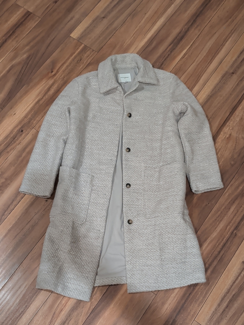 Banana Republic Light Beige Wool-Blend Pea Coat